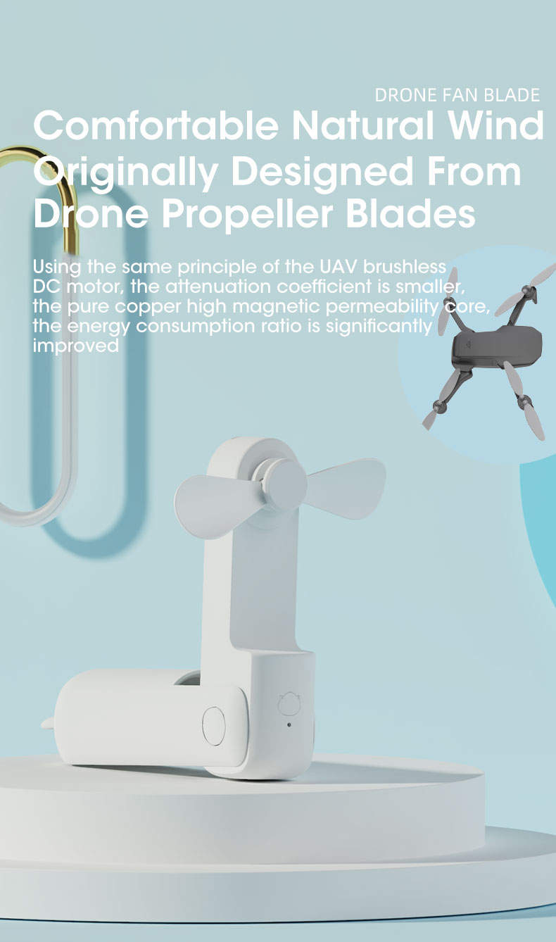 Портативный вентилятор с аккумулятором Portable Small Fan Walking Mobile Air Conditioner Whyte Фото №6