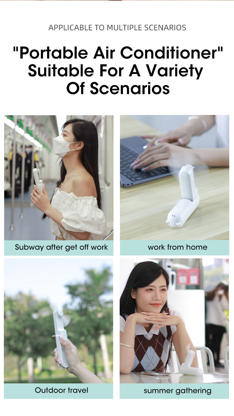 Портативный вентилятор с аккумулятором Portable Small Fan Walking Mobile Air Conditioner Whyte Фото №9