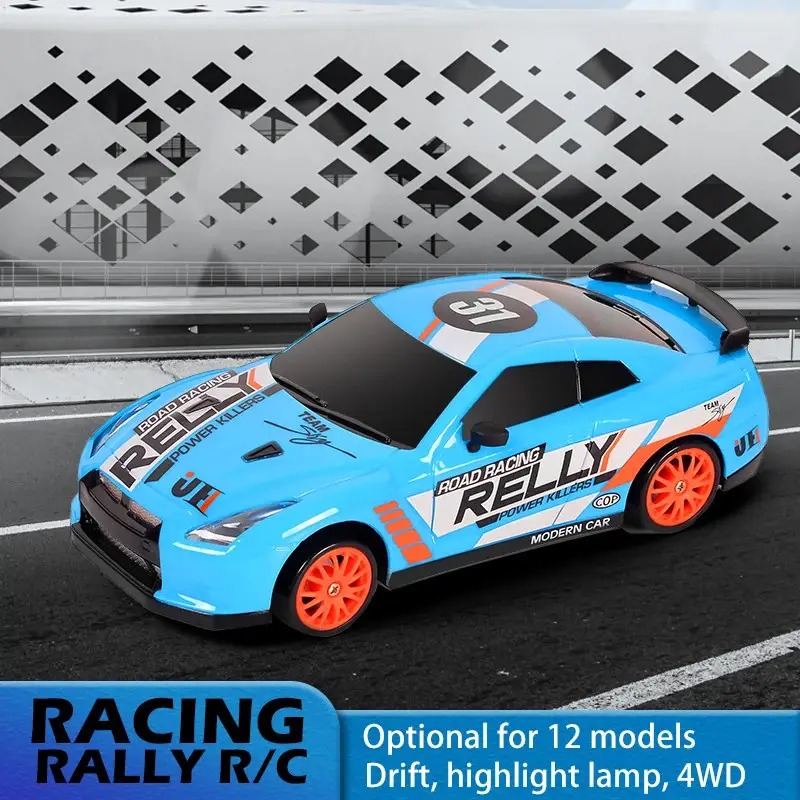 Blue Remote Control Car RC Drift Car 1:24 Scale Rally Series Nissan GT-R 4WD Фото №7