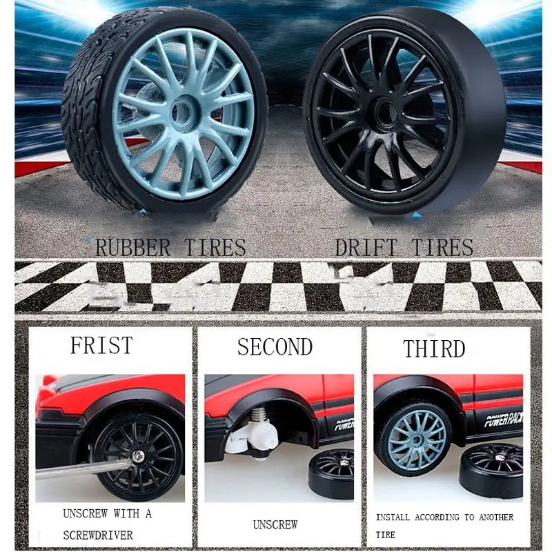 Blue Remote Control Car RC Drift Car 1:24 Scale Rally Series Nissan GT-R 4WD Фото №6