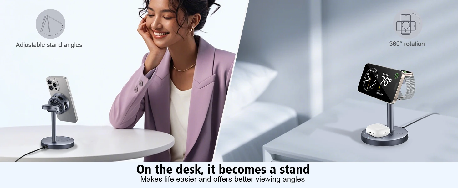 ICE Cooling Qi2 Rotation Magnetic Wireless Charger Stand Fast Charging Фото №6