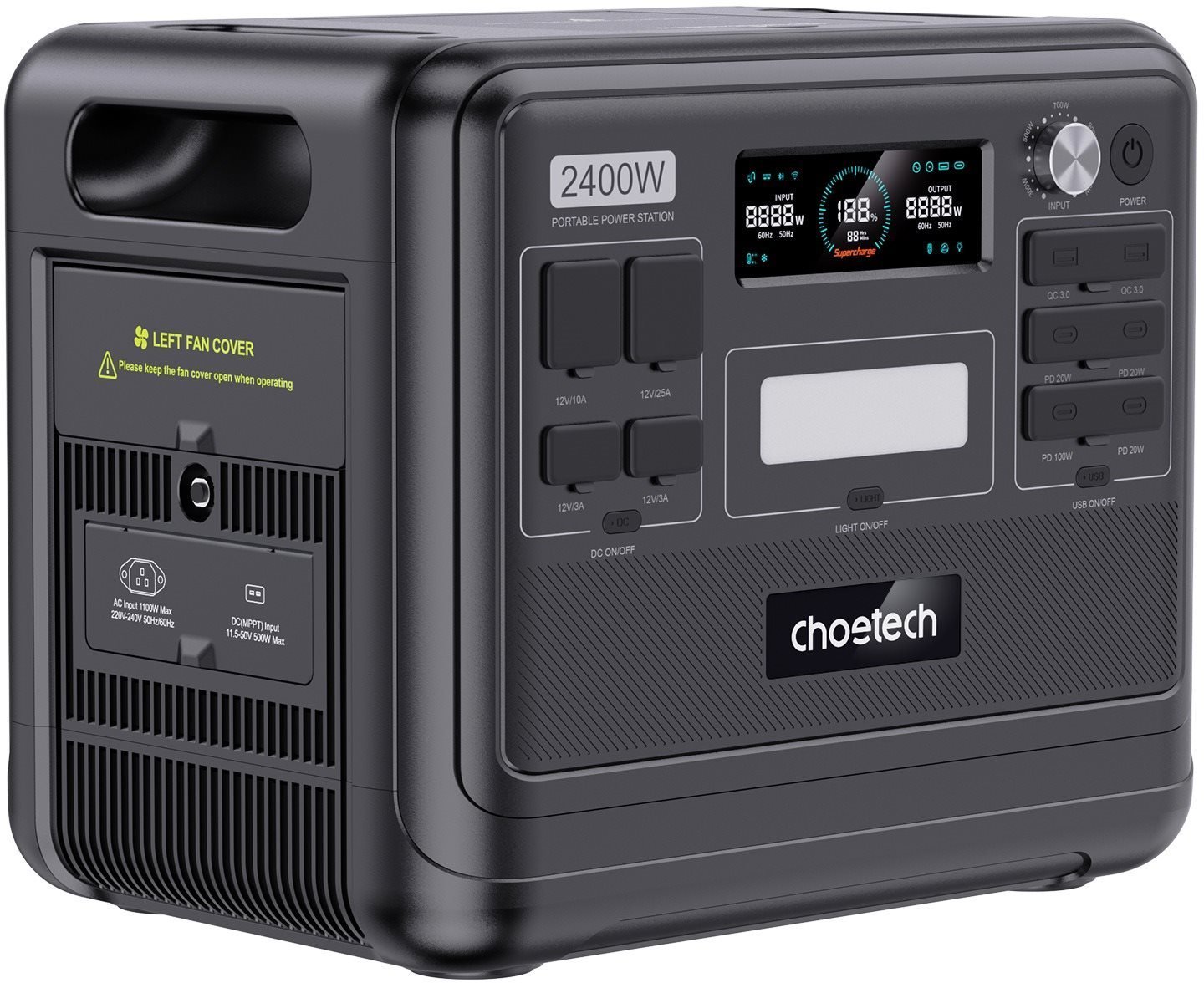 Choetech Portable Power Station BS008 LiFePO4 2400W 2048Wh 640000mAh Фото №8