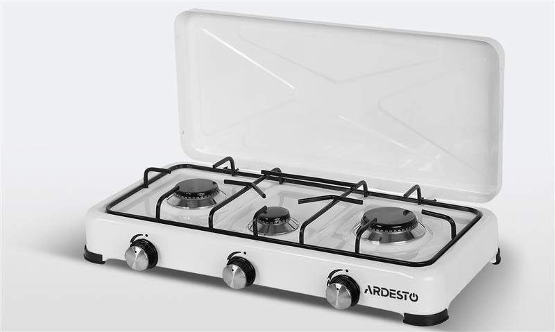 Плита настольная Ardesto газовая, тип газа LPG, комфорок - 3, белый