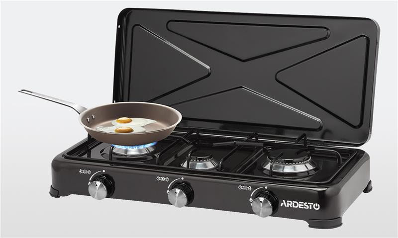 Плита настольная Ardesto газовая, тип газа LPG, комфорок - 3, черный