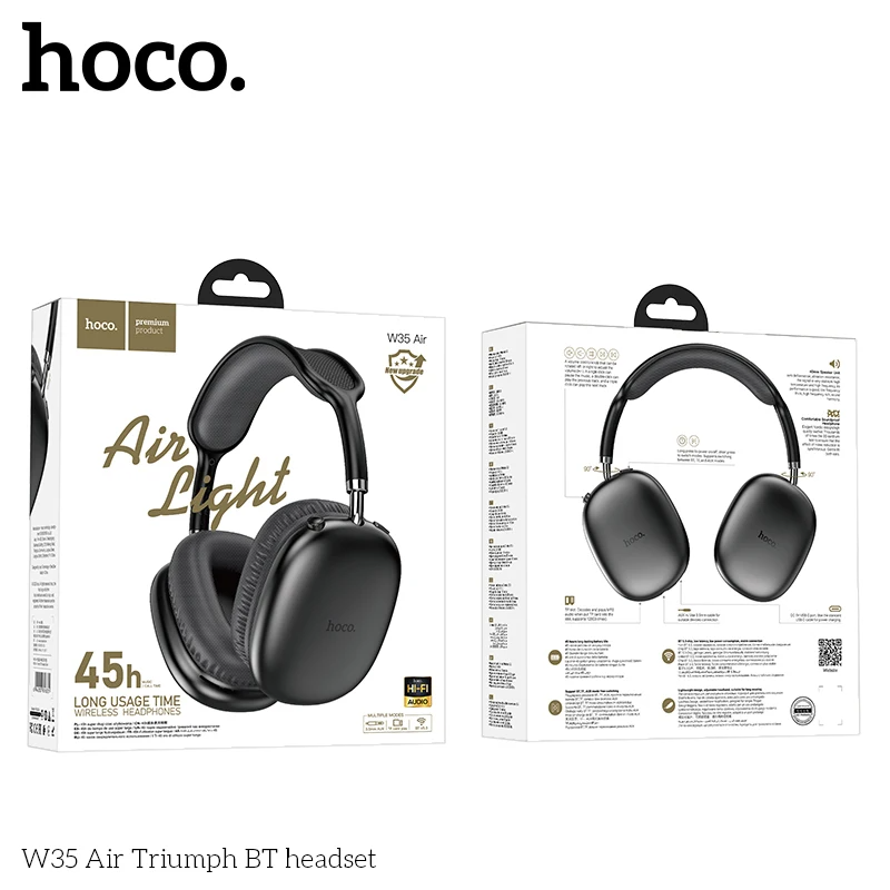 Hoco W35 Air Triumph 45h Wireless BT Built-in MP3 Headphone Фото №10