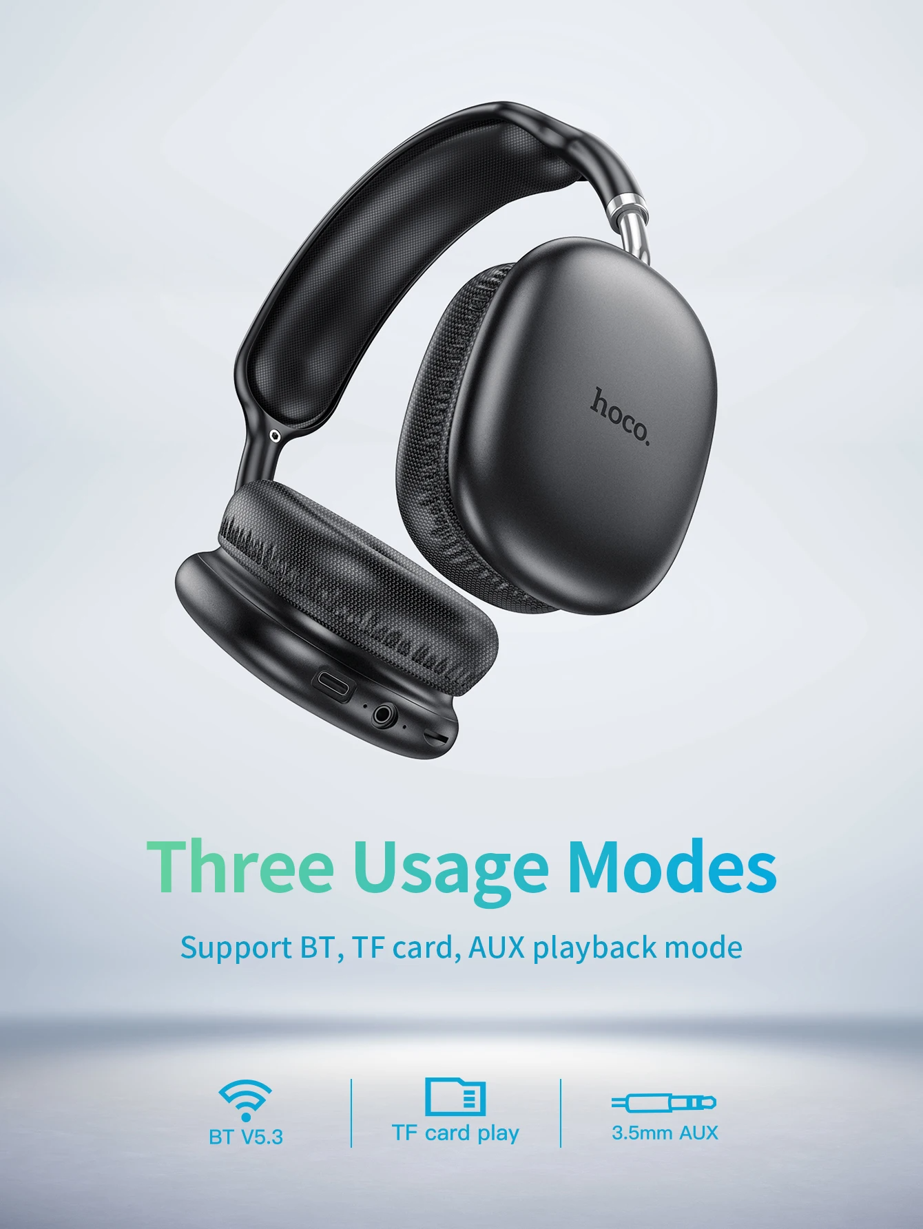 Hoco W35 Air Triumph 45h Wireless BT Built-in MP3 Headphone Фото №6