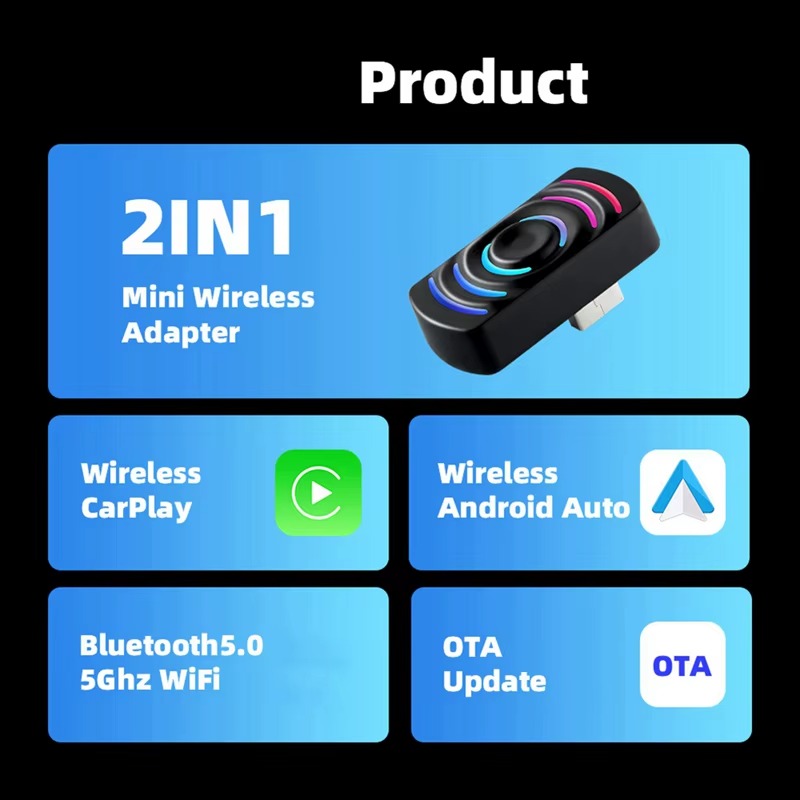 Бездротовий адаптер CarPlay та Android Auto EKIY CarAI Box BT+WiFi 5 Auto Connection Фото №1