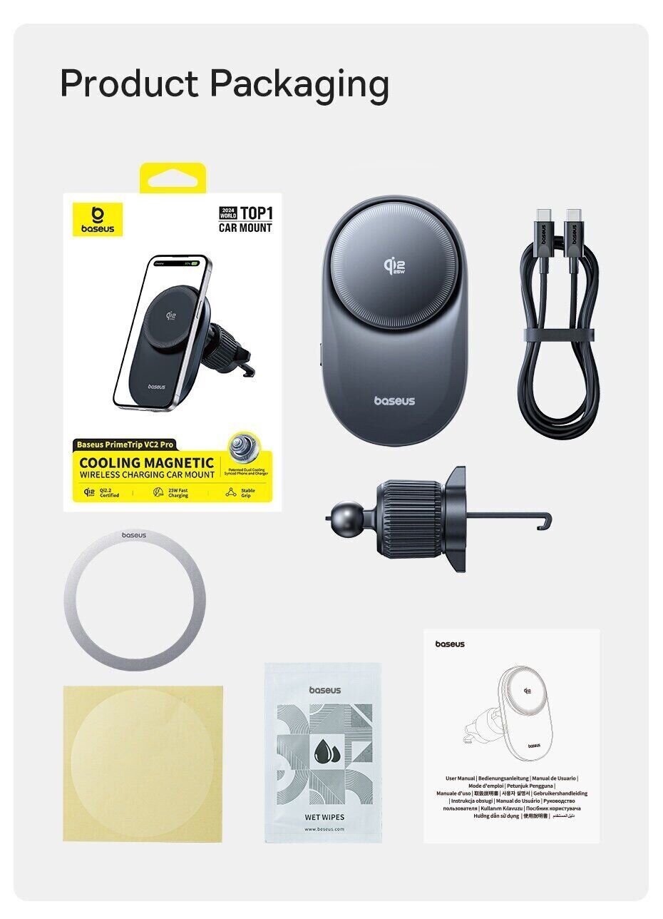 Автомобильный держатель с функцией беспроводной зарядки Baseus PrimeTrip VC2 Pro (C0013N00) - Black: Фото 14
