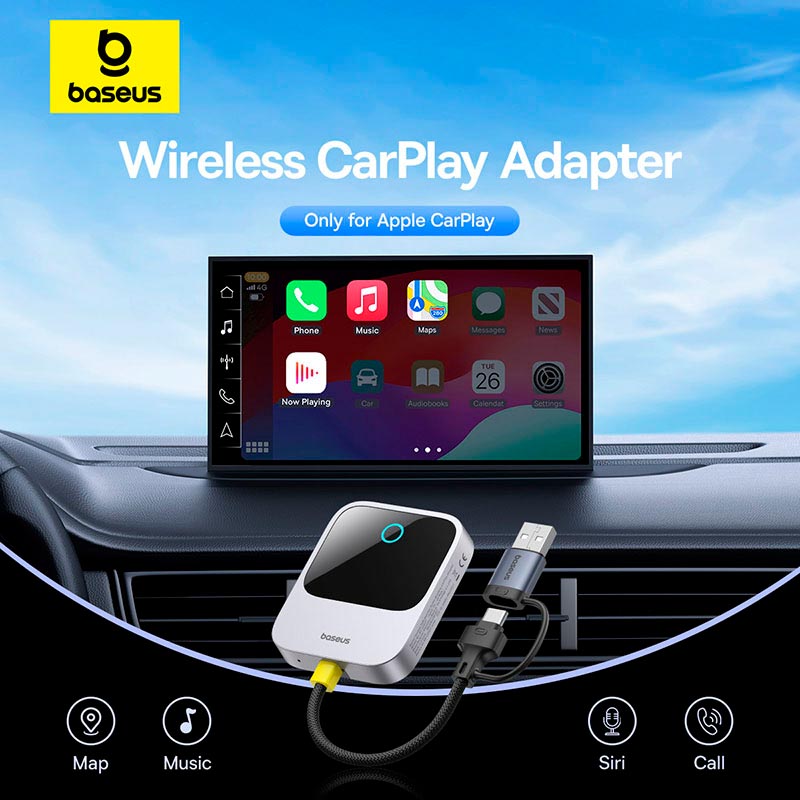 Адаптер Baseus SafeJourney Series Wireless CarPlay Adapter — використання в салоні автомобіля