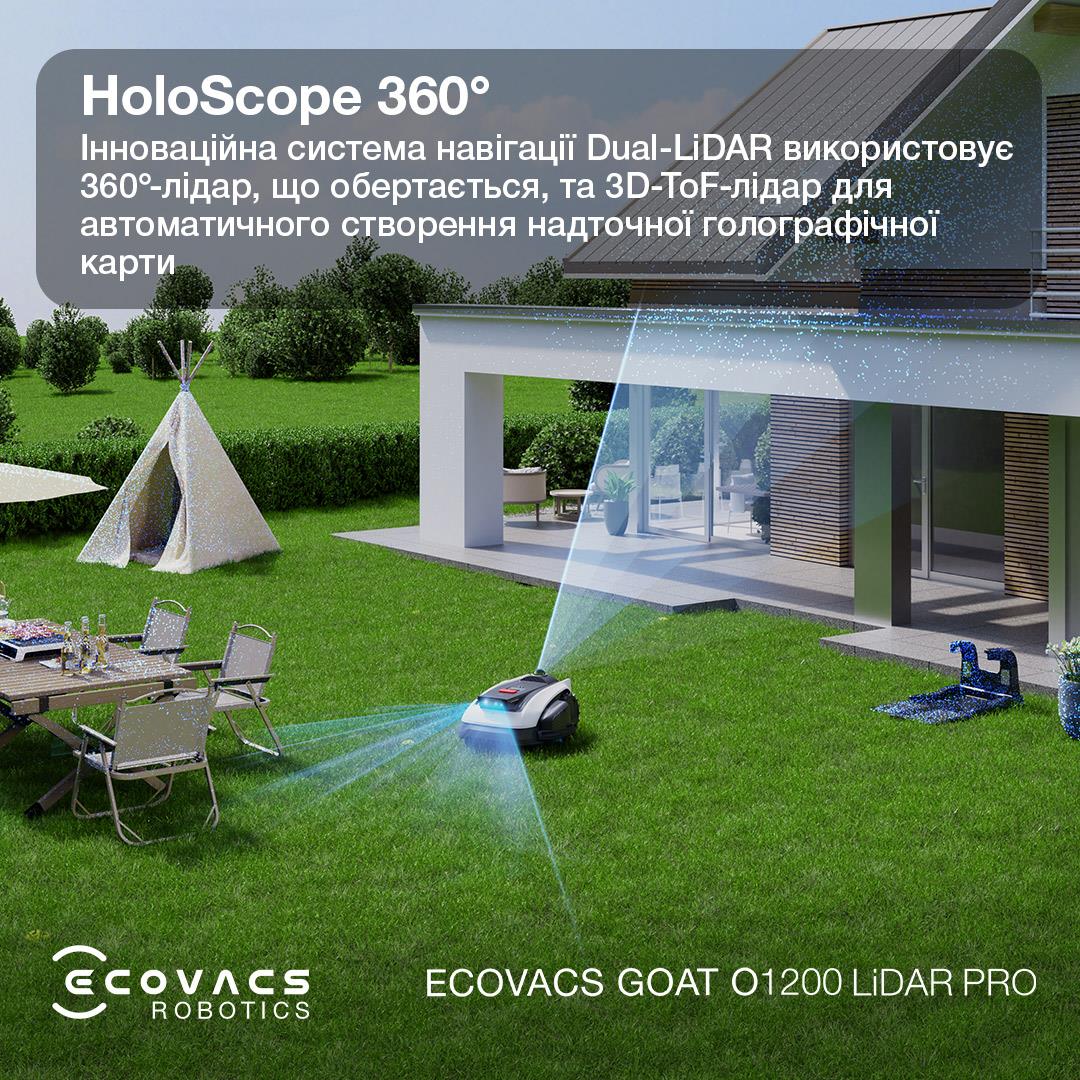 ECOVACS GOAT O1200 LiDAR PRO — система навигации HoloScope 360