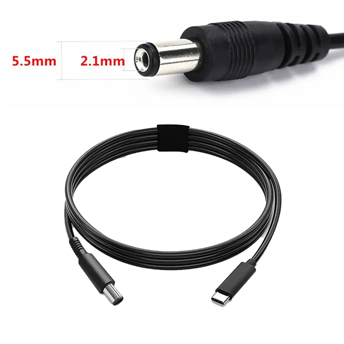 Кабель Type-C to DC 12V — разъем DC 5.5x2.1 мм крупным планом