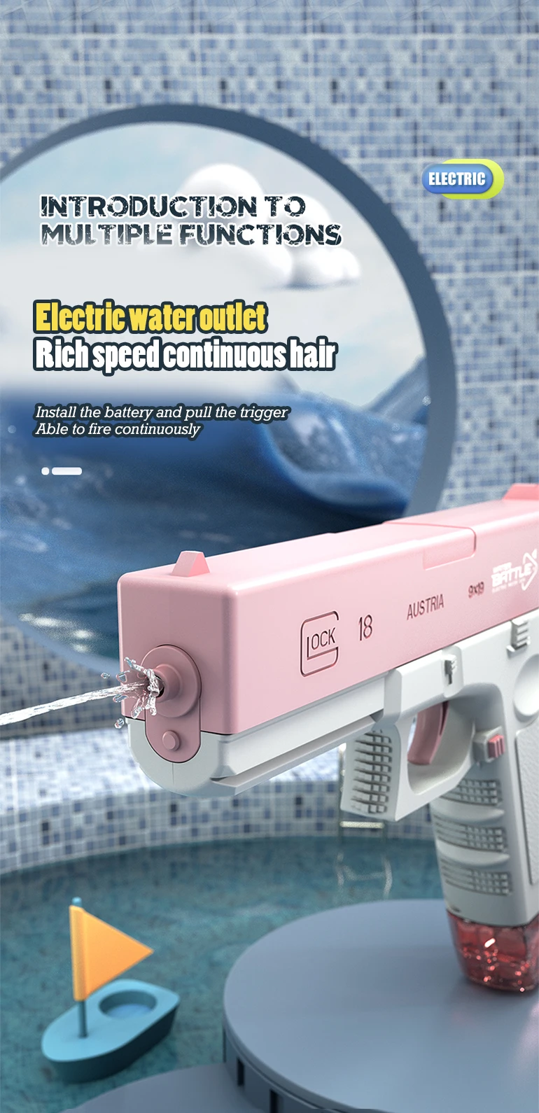 Акумуляторний водяний пістолет Electric Glock Water Gun for Summer Фото №2