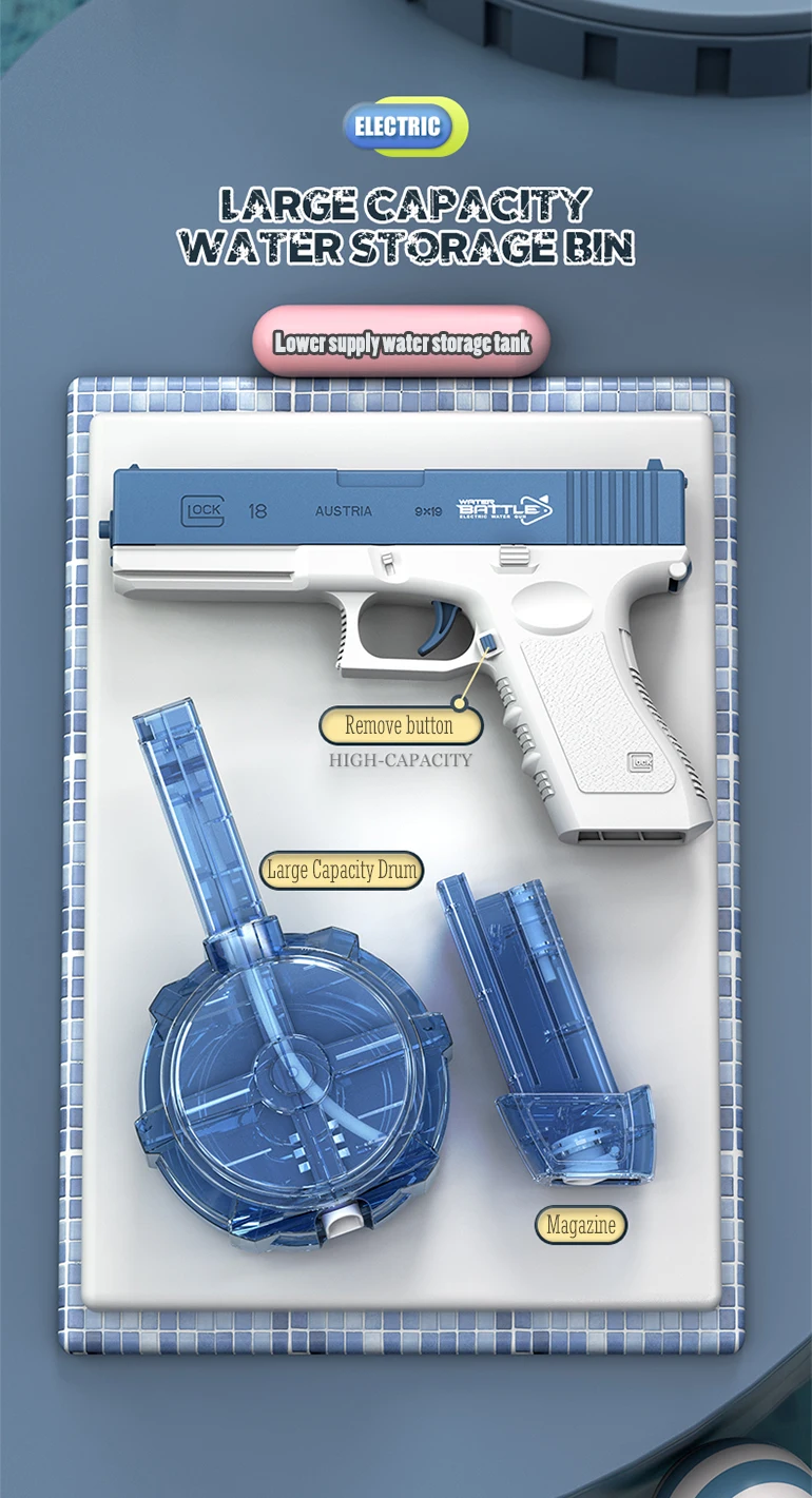 Акумуляторний водяний пістолет Electric Glock Water Gun for Summer Фото №3