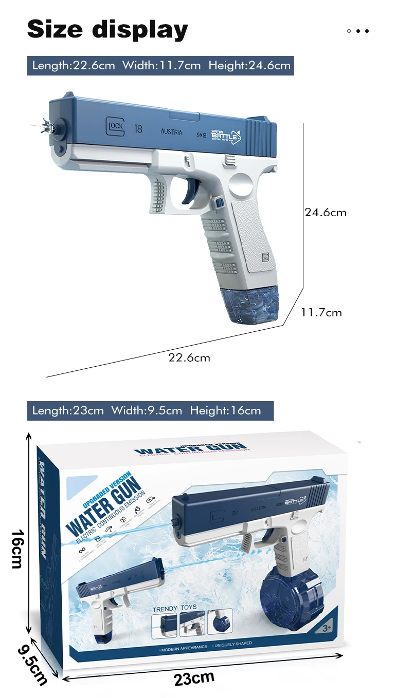 Акумуляторний водяний пістолет Electric Glock Water Gun for Summer Фото №8