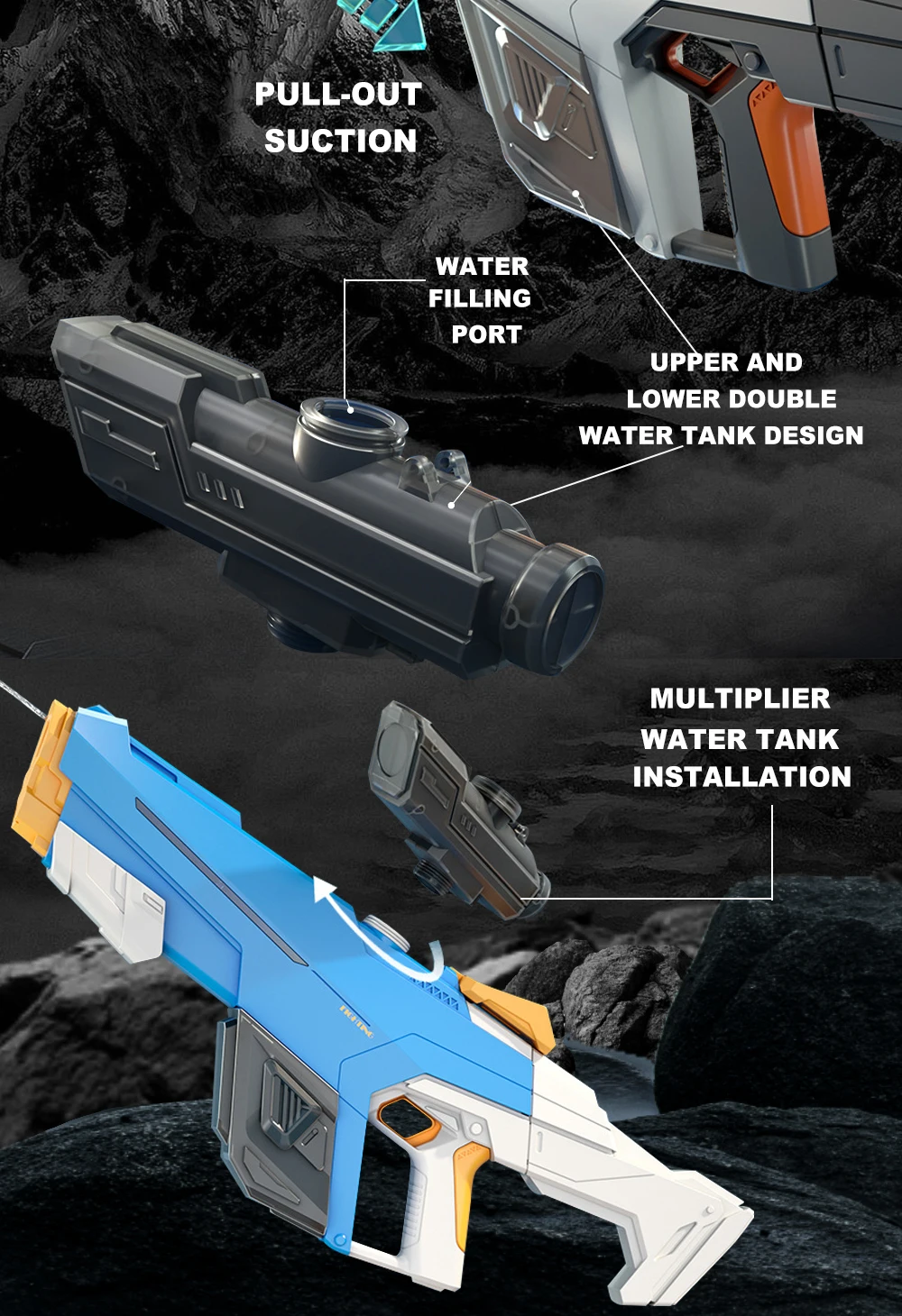 Водяний акумуляторний автомат Water Gun 2307 (650ml) with lithium battery Фото №7