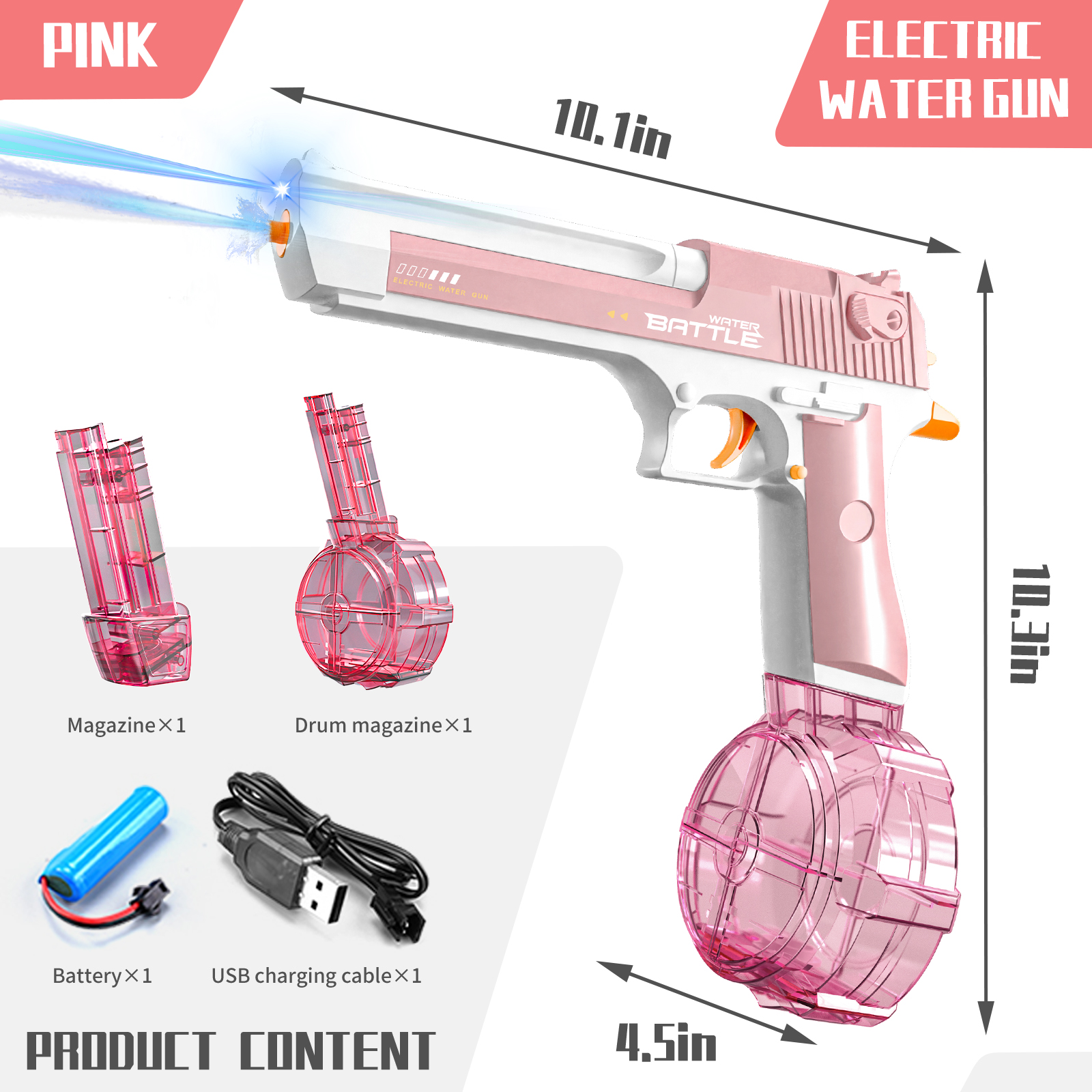 Water Gun Desert Eagle Blue & Pink + + two magazines for the gun Фото №4