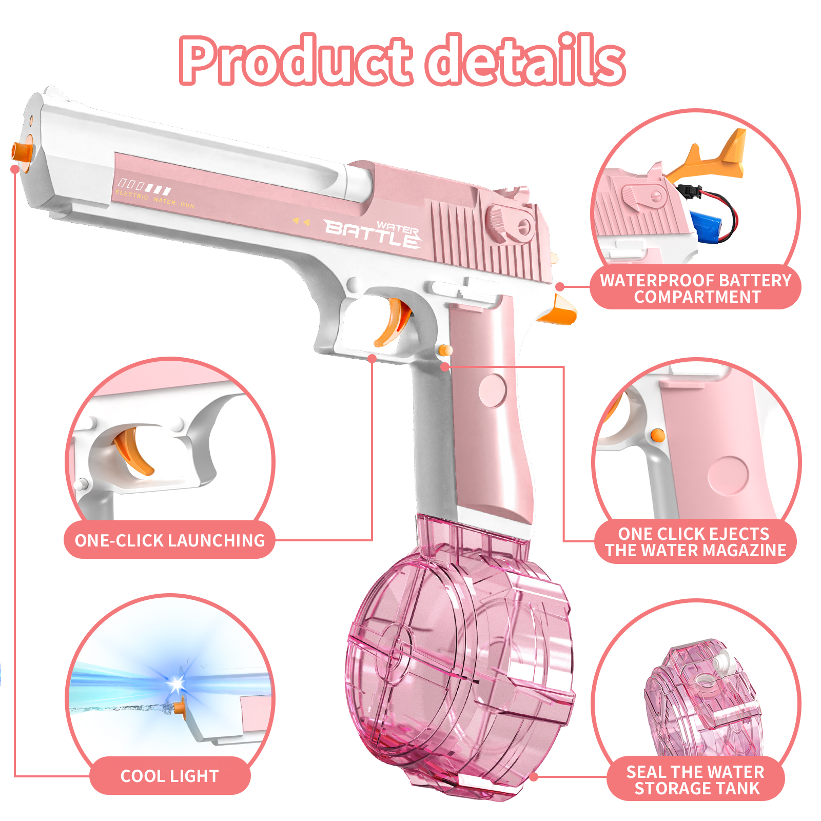 Water Gun Desert Eagle Blue & Pink + + two magazines for the gun Фото №6
