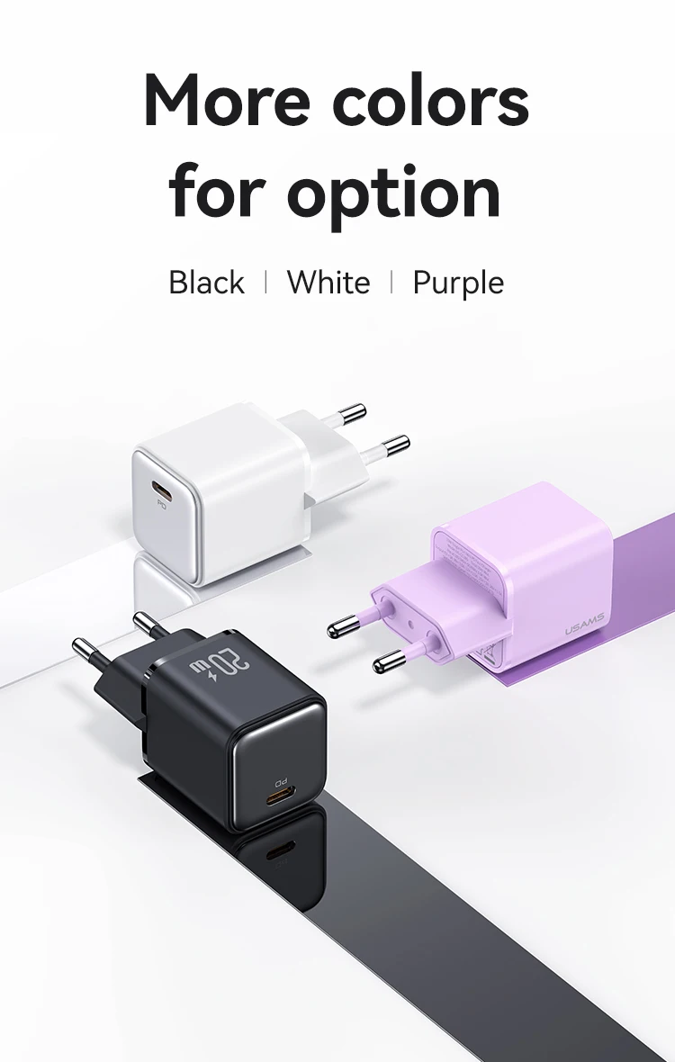 Usams US-CC183 Wall Charger Single USB Type-C PD20W Фото №5