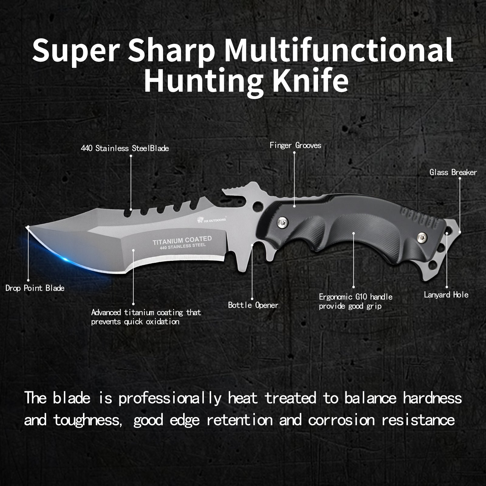 Xiaomi HX Outdoors / Handao Tactical Trident Fixed Blade Knife Black K10 (3.94'' 440 Stainless Steel) D-123 Фото №3