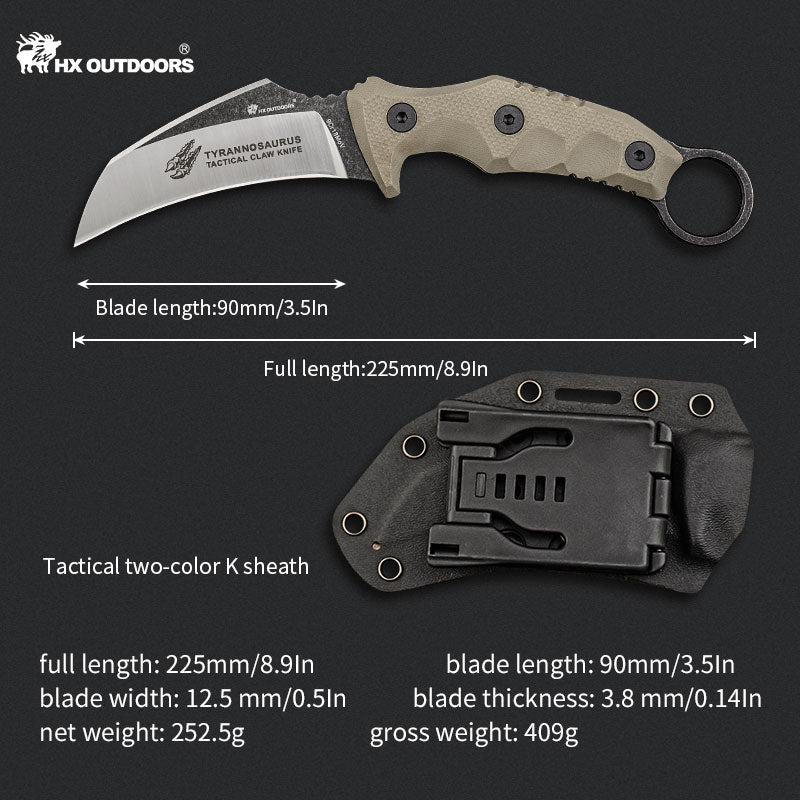 Xiaomi HX Outdoors / Handao Tyrannosaurus Tactical Claw Knife (D-205) 3Cr13 G10 Beige EAN: 6926912663116 Фото №3