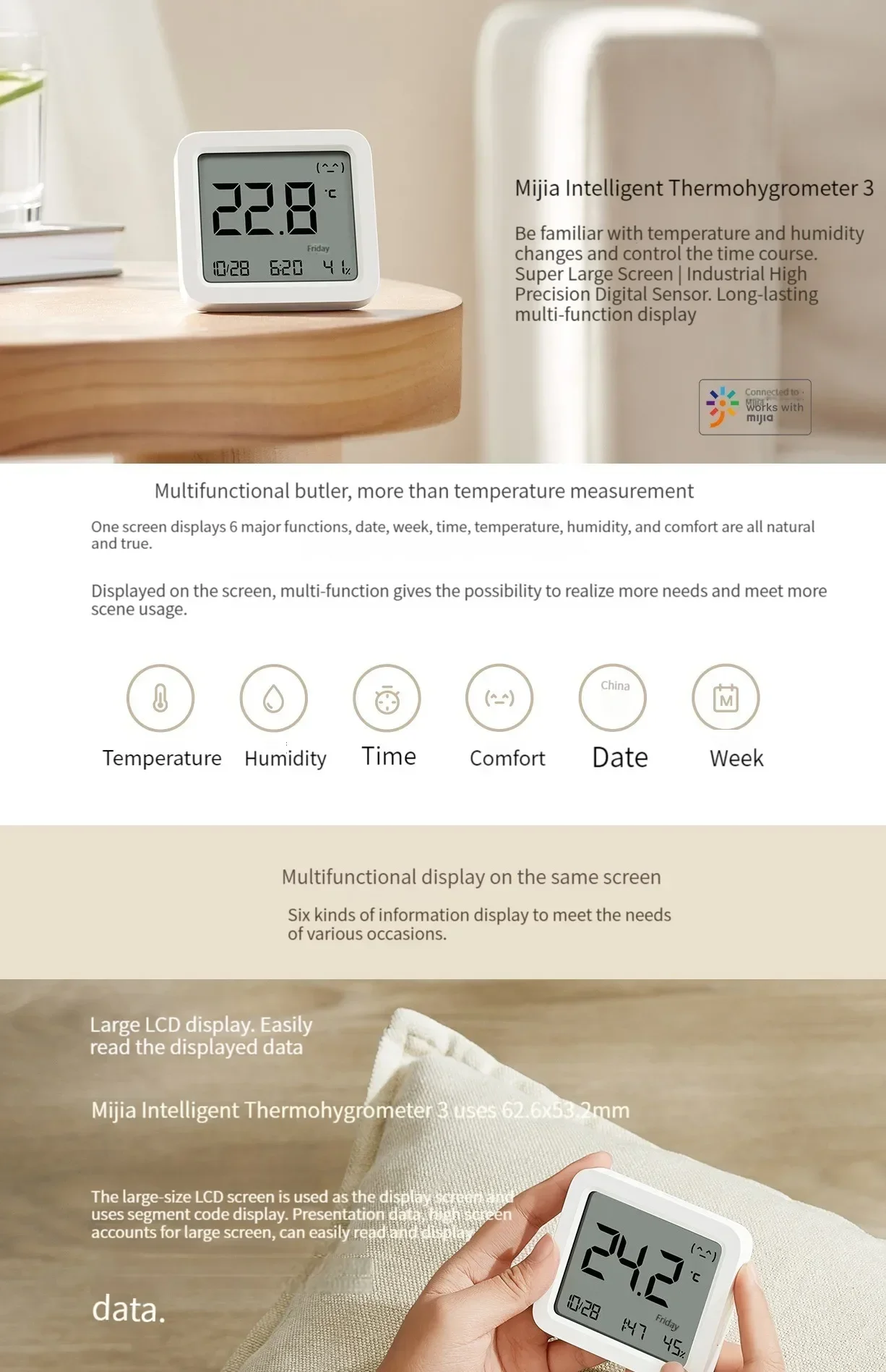 Xiaomi Mijia Smart Meter 3 Smart LCD Bluetooth Thermometer (BHR6971CN) Фото №1