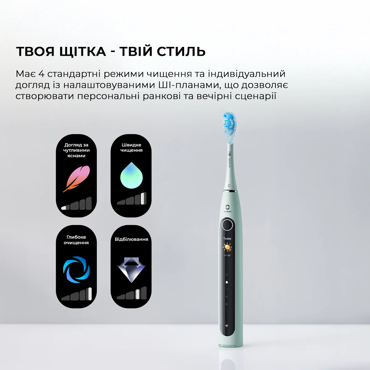 Зубная щетка Xiaomi Oclean X Pro 20 Smart Sonic Electric Toothbrush Global, Black Фото №6
