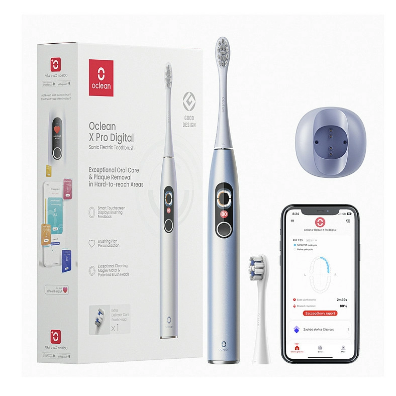 Зубная щетка умная Xiaomi Oclean X Pro Digital Smart Sonic Electric Toothbrush Global, Glamour Silver Фото №1