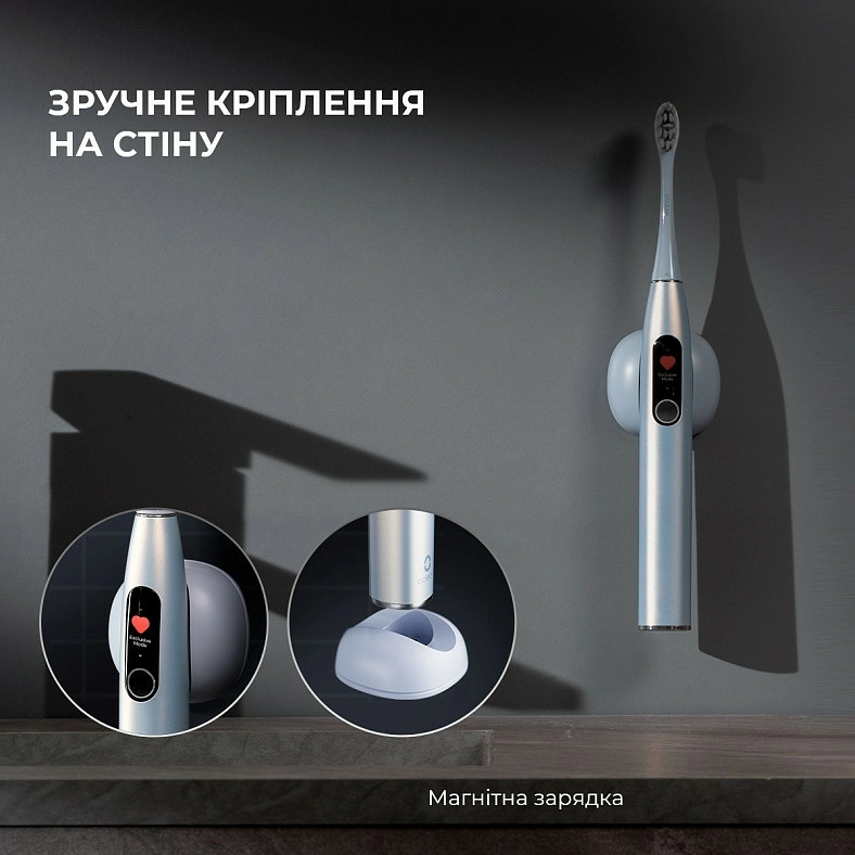 Зубная щетка умная Xiaomi Oclean X Pro Digital Smart Sonic Electric Toothbrush Global, Glamour Silver Фото №5
