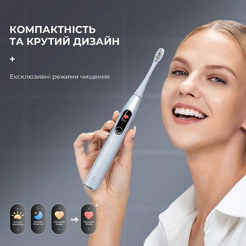 Зубная щетка умная Xiaomi Oclean X Pro Digital Smart Sonic Electric Toothbrush Global, Glamour Silver Изображение #9 Зубная щетка умная Xiaomi Oclean X Pro Digital Smart Sonic Electric Toothbrush Global, Glamour Silver Фото №9