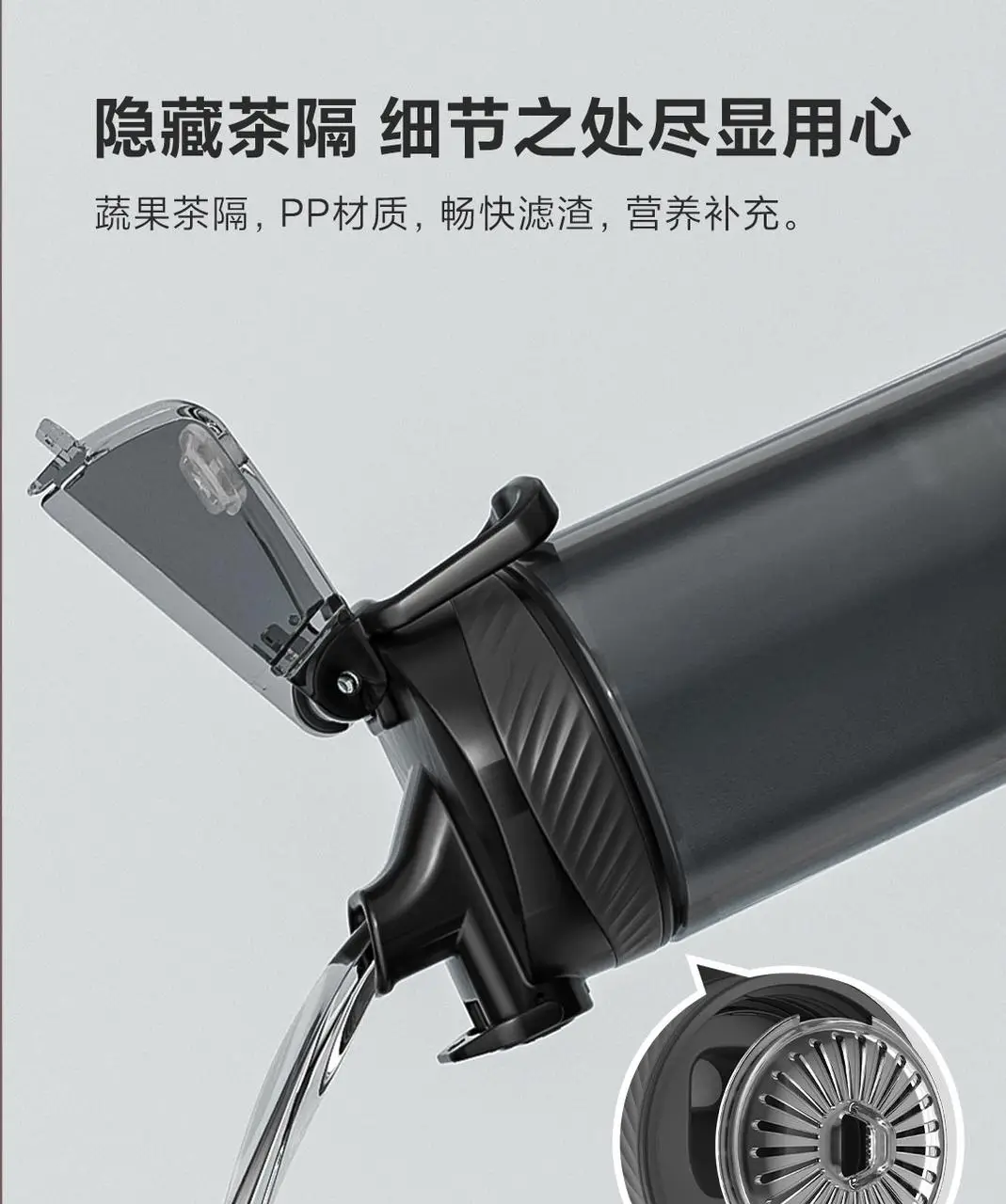 Бутылка для воды Xiaomi Quange Tritan Sports Cup Rock Gray 480ml (3018438) Фото №3