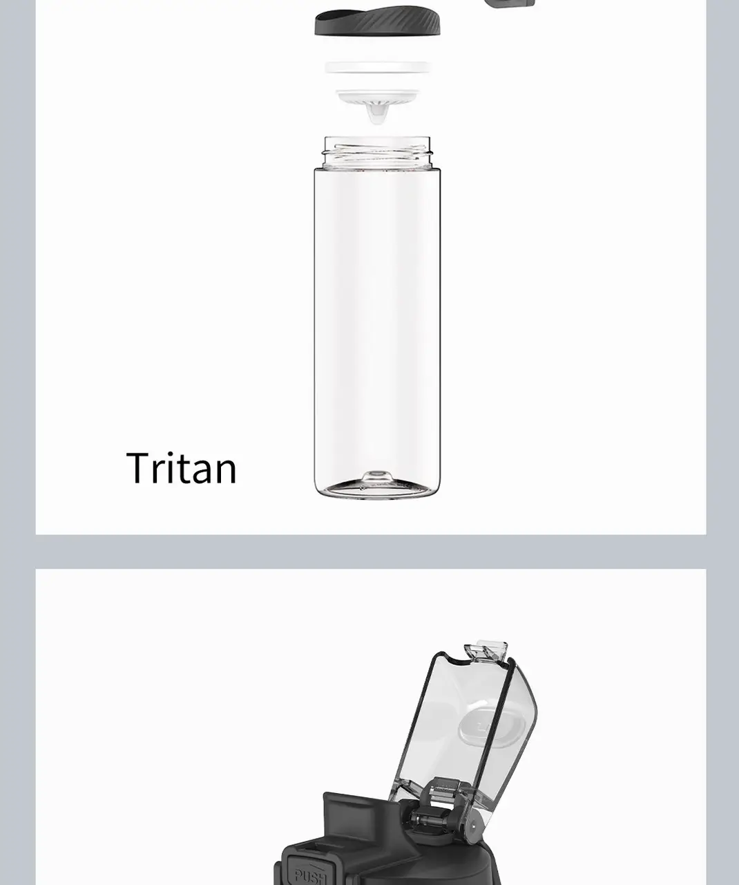Бутылка для воды Xiaomi Quange Tritan Sports Cup Rock Gray 480ml (3018438) Фото №5