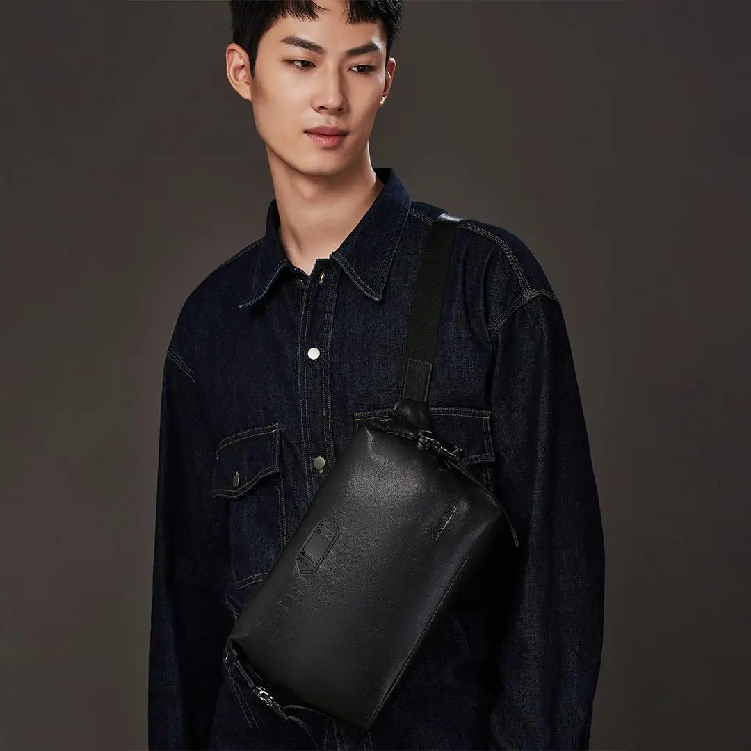 Сумка Xiaomi Youpin TANJIEZHE Leather Chest Bag Black (3256723) Фото №2