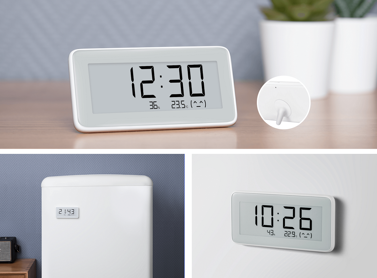 Часы термометр-гигрометр Xiaomi Humidity Monitor Clock Пластик цифровой комнатный термометр Белый
