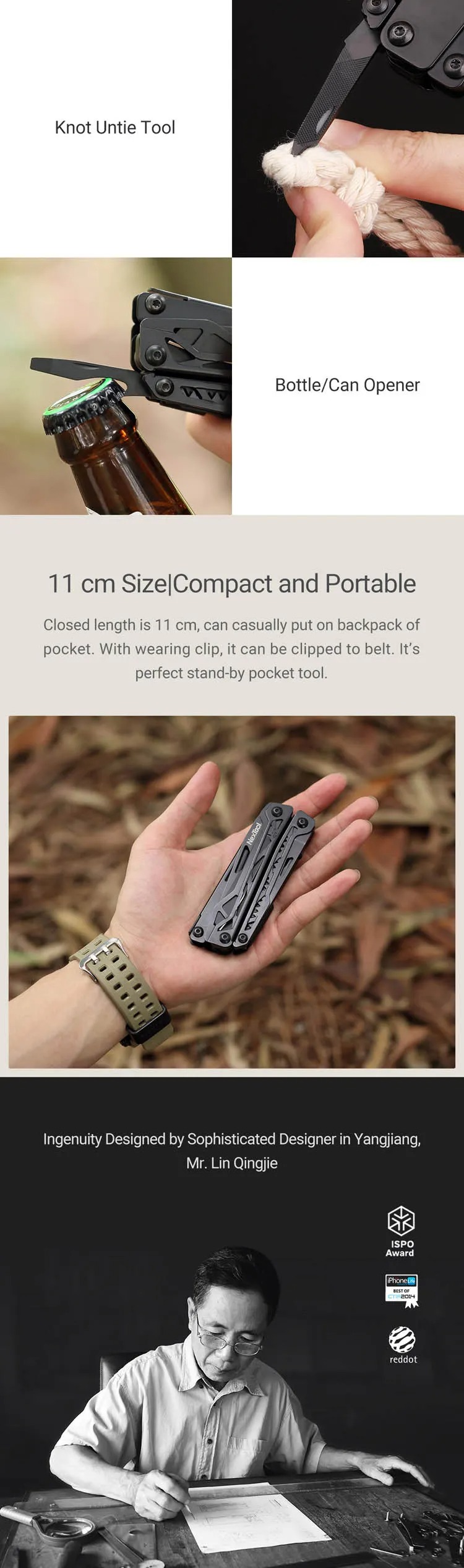 Xiaomi NexTool Black Knight NE20044 Оригинал! Складной Повседневный Сталь Металл