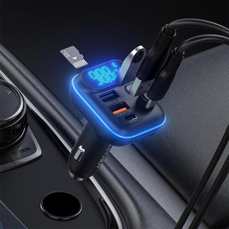 Адаптер автомобильный ACEFAST car FM wireless transmitter MP3 player B25 |1Type-C/2USB, 36W, PD/QC/PPS, BT5.4/TF/USB/FM| black (6974316287704) Черный на картинке №8