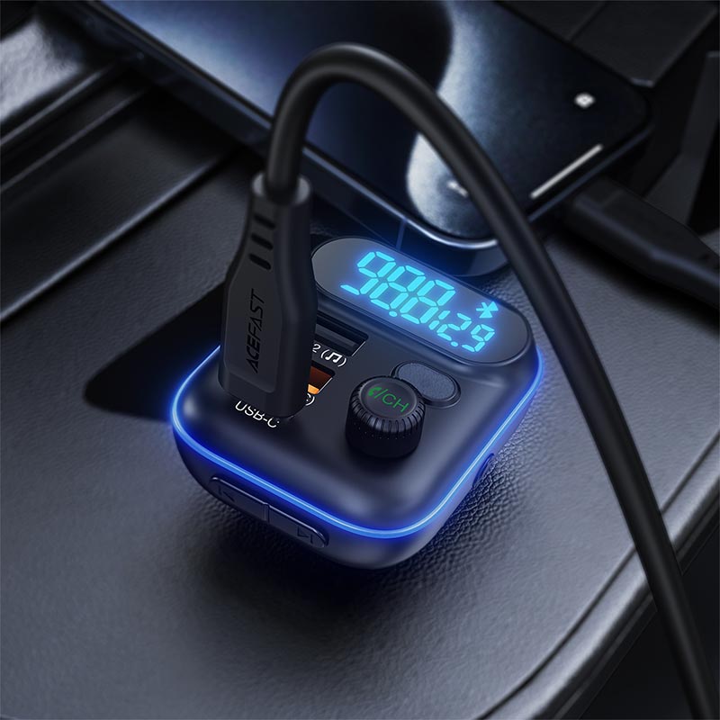 Адаптер автомобильный ACEFAST car FM wireless transmitter MP3 player B25 |1Type-C/2USB, 36W, PD/QC/PPS, BT5.4/TF/USB/FM| black (6974316287704) Черный на картинке №9