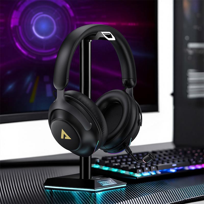 Ігрові навушники ACEFAST gaming wireless headset H20 IPX4 |BT6.0/2.4G, 70h, 1000mAh, RGB| black (6974316287506) Чорний на малюнкі №4
