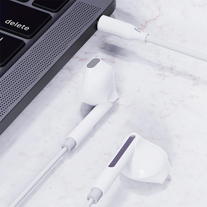 Наушники ACEFAST L14 3.5mm semi-in-ear wired earphones with mic |1.2m| white (6974316286707) Белый на картинке №7