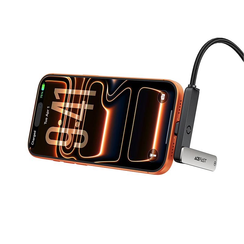 Кабель ACEFAST USB-C to USB-C charging data cable with phone holder C28-03 |1.2m, 60W/3A| metal-grey (6974316287414) Серый на картинке №6