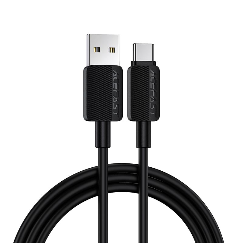 Кабель ACEFAST USB-A to USB-C PVC charging data cable C26-04 |1.2m, 3A| black (6974316287117) Черный на картинке №1