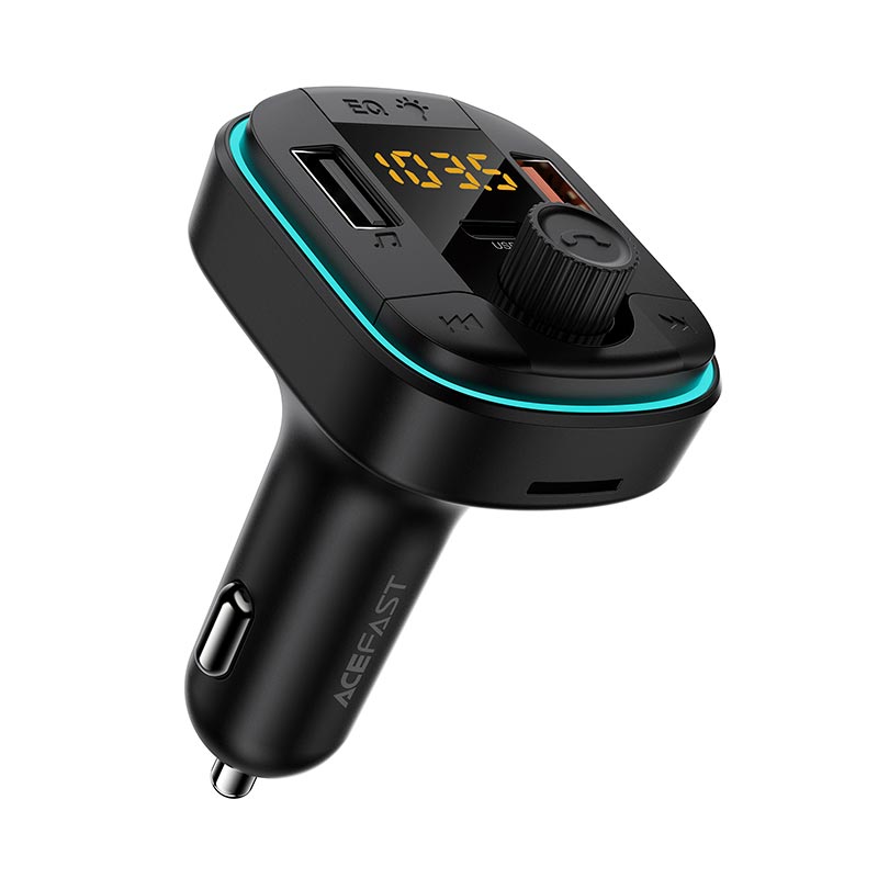 Адаптер автомобильный ACEFAST car FM wireless transmitter MP3 player B23 |1Type-C/2USB, 48W, PD3.0/QC3.0| black (6974316287421) Черный на картинке №1