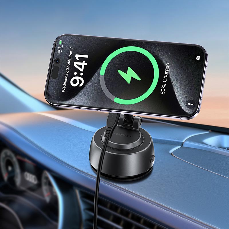 Автодержатель ACEFAST wireless charging car holder with electric suction cup for dashboard E53 |4.7-6.9, 5-15W, 110mAh| metal-grey (6974316287926) Серый на картинке №9