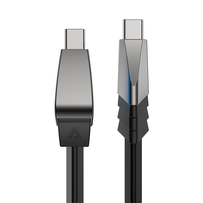 Кабель ACEFAST USB-C to USB-C silicone fast charging data cable C30-03 |1.6m, 240W, LED| black (6974316287827) Черный на картинке №2