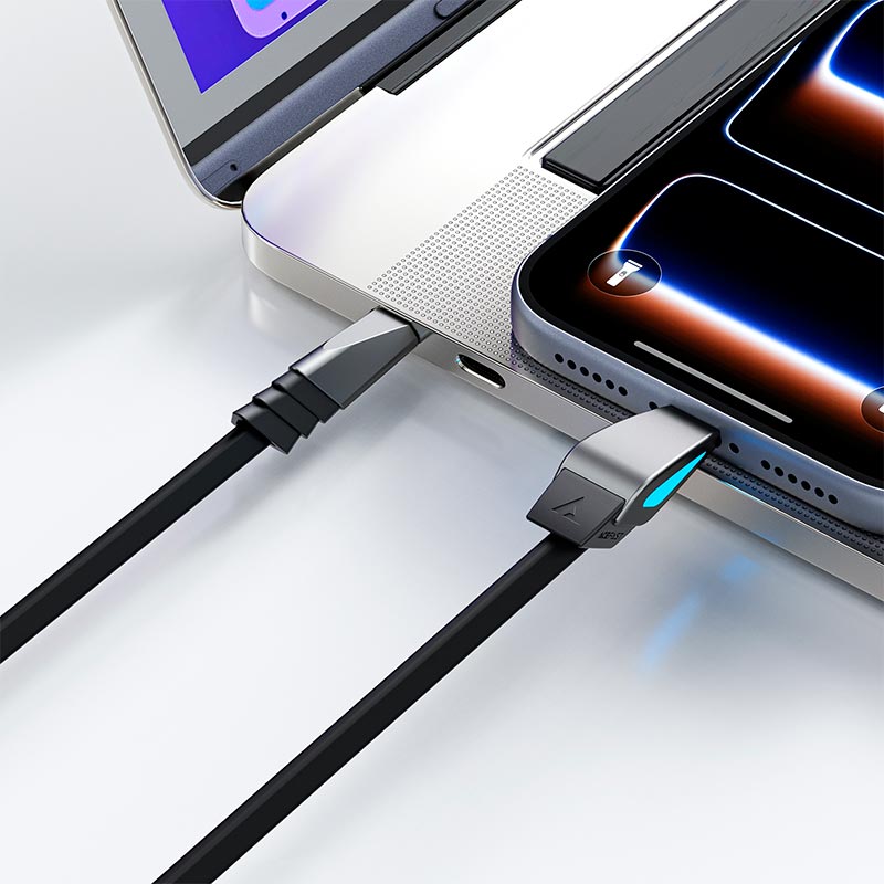 Кабель ACEFAST USB-C to USB-C silicone fast charging data cable C30-03 |1.6m, 240W, LED| black (6974316287827) Черный на картинке №5