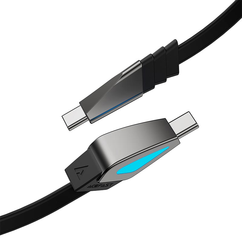 Кабель ACEFAST USB-C to USB-C silicone fast charging data cable C30-03 |1.6m, 240W, LED| black (6974316287827) Черный на картинке №7