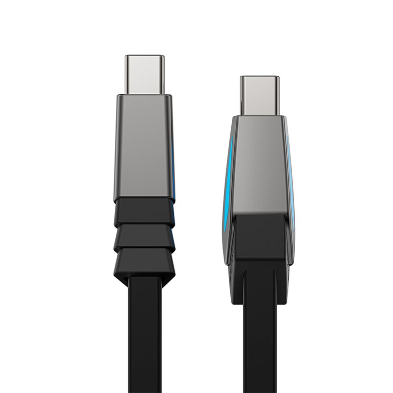 Кабель ACEFAST USB-C to USB-C silicone fast charging data cable C30-03 |1.6m, 240W, LED| black (6974316287827) Черный на картинке №9