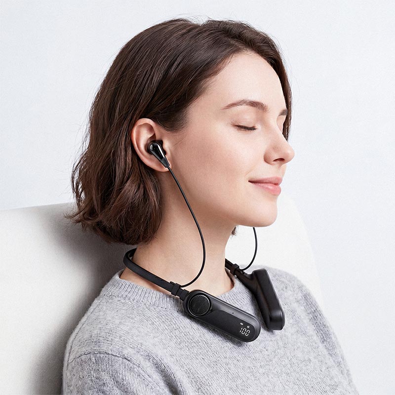 Навушники ACEFAST neck-hanging wireless earphones with speakers N11 IPX4 |BT6.0/TF, 90h earphones/30h speakers, 900mAh| black (6974316287728) Чорний на малюнкі №4