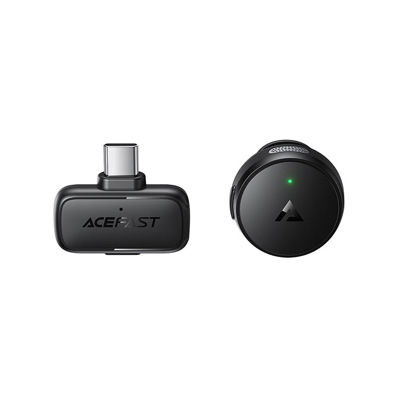 Микрофон ACEFAST wireless lavalier microphone R7 |Type-C, 1mic, AI noise reduction, 5h, 50m, 50mAh| black (6974316287438) Черный на картинке №1