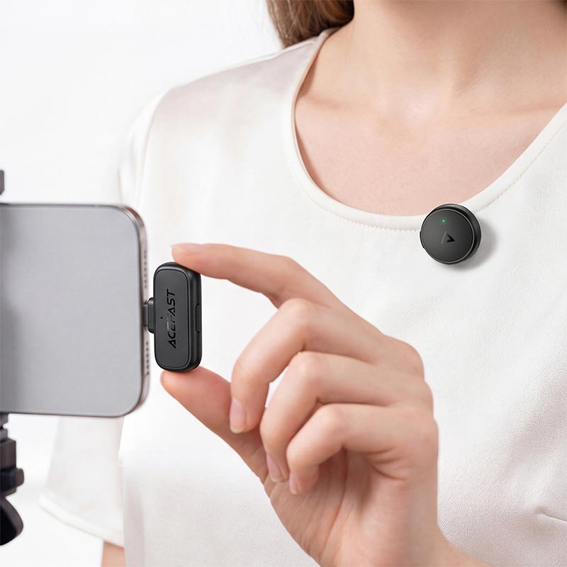 Микрофон ACEFAST wireless lavalier microphone R7 |Type-C, 1mic, AI noise reduction, 5h, 50m, 50mAh| black (6974316287438) Черный на картинке №6