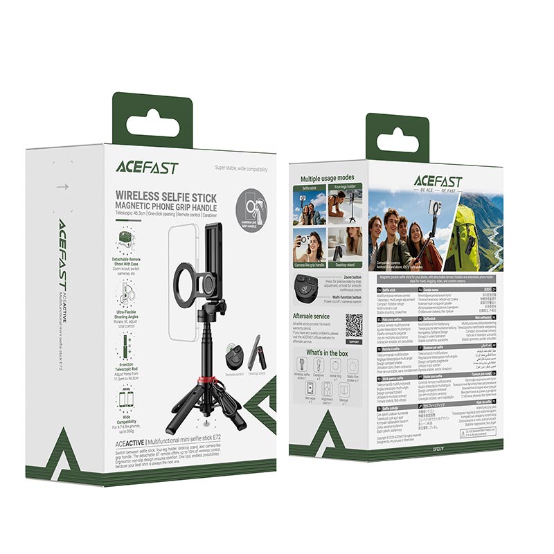 Монопод ACEFAST multifunctional mini selfie stick E72 |4.7-6.9, 463mm, BT5.3 remote, tripod| black (6974316288138) Черный на картинке №3